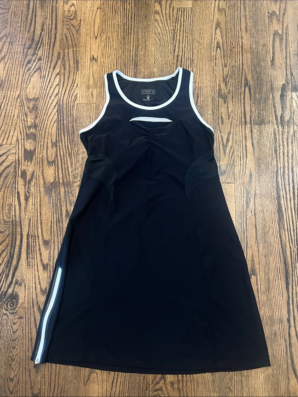 Athleta Black Tank Dress with White Trim Accents